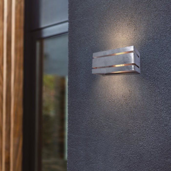 Lutec 5011602461 VIDAR IP54 E27 Outdoor Wall Light - Galvanised Steel (Lamp Not Included)