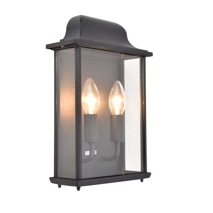 Lutec 5029601425 HOLLY 60W IP44 E14 Twin Outdoor Wall Light - Matt Black (Lamp Not Included)