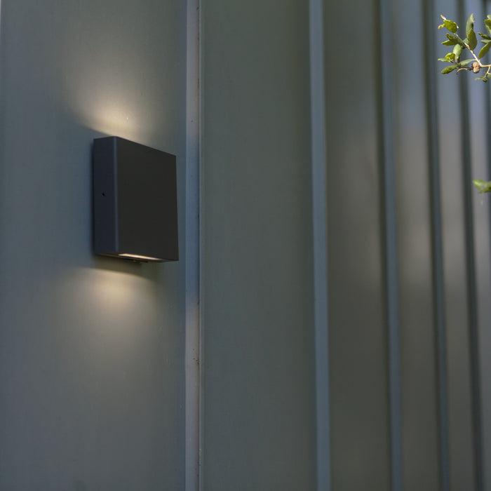 Lutec 5102601125 PILI 8.5 IP54 LED Outdoor Square Wall Light 4000K - Dark Grey