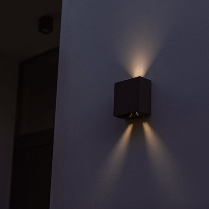 Lutec 5104003012 GEMINI BEAMS 7.5W IP54 LED Outdoor Wall Light 3000K - Matt Black