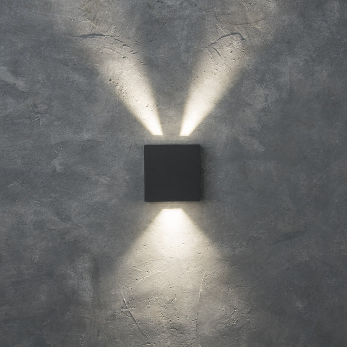 Lutec 5104005118 GEMINI BEAMS 7.5W IP54 LED Outdoor Up/Down Wall Light 4000K - Dark Grey