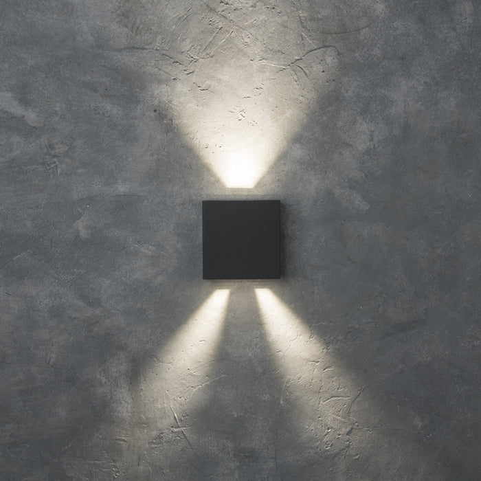 Lutec 5104005118 GEMINI BEAMS 7.5W IP54 LED Outdoor Up/Down Wall Light 4000K - Dark Grey