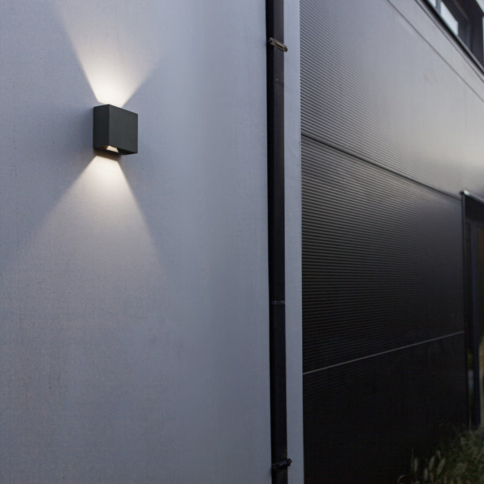 Lutec 5104005118 GEMINI BEAMS 7.5W IP54 LED Outdoor Up/Down Wall Light 4000K - Dark Grey