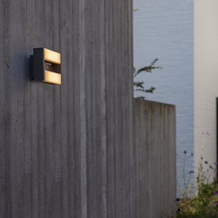 Lutec 5107001118 CONROY 13.5W IP44 LED Outdoor Wall Light c/w Rotating Heads 3000K - Dark Grey