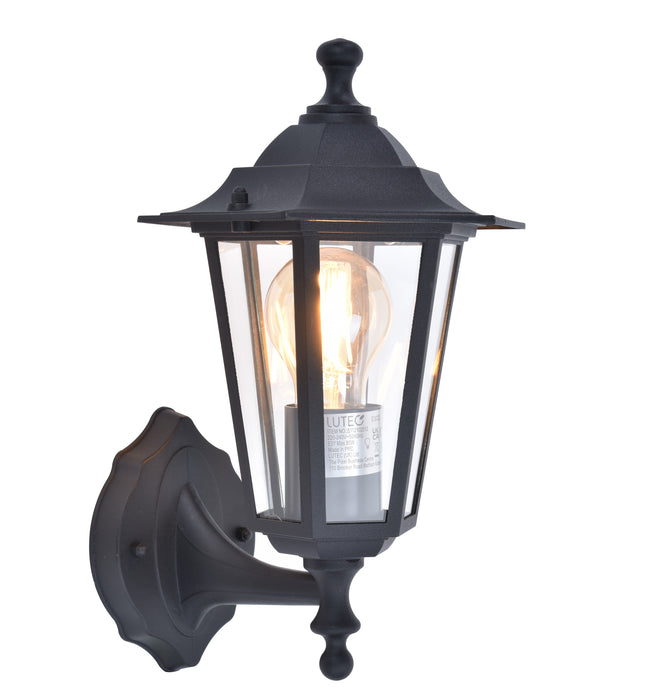 Lutec 5112102012 CORNICHE IP44 E27 Outdoor Wall Lantern Light - Black (Lamp Not Included)