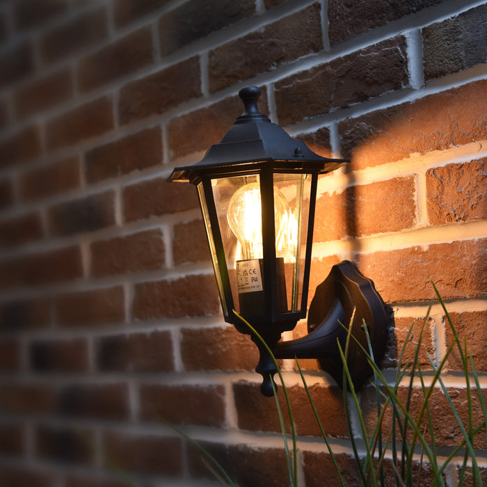 Lutec 5112102012 CORNICHE IP44 E27 Outdoor Wall Lantern Light - Black (Lamp Not Included)