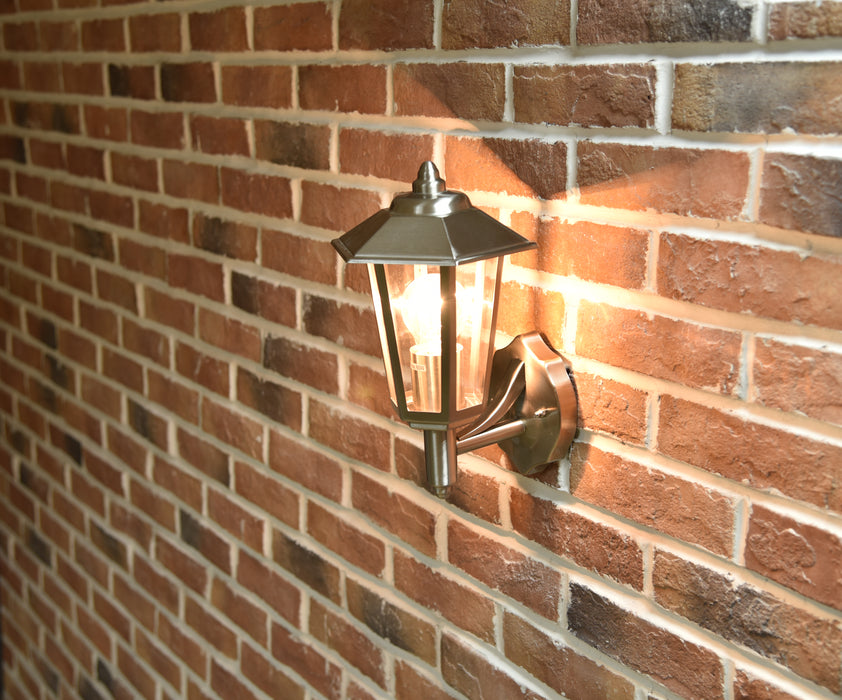 Lutec 5112103001 GROSVENOR IP44 E27 Outdoor Wall Lantern Light - Stainless Steel (Lamp Not Included)