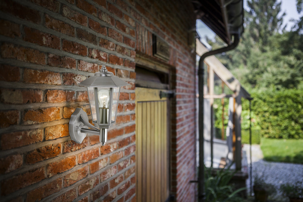 Lutec 5112103001 GROSVENOR IP44 E27 Outdoor Wall Lantern Light - Stainless Steel (Lamp Not Included)