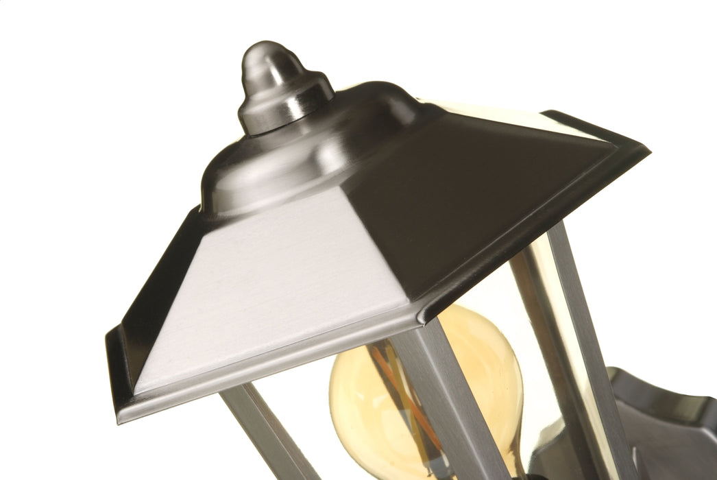 Lutec 5112103001 GROSVENOR IP44 E27 Outdoor Wall Lantern Light - Stainless Steel (Lamp Not Included)