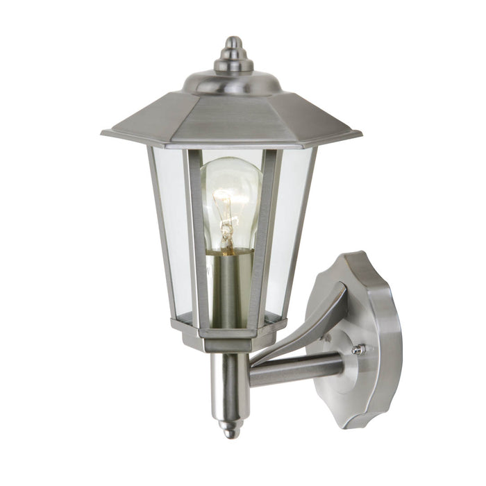 Lutec 5112103001 GROSVENOR IP44 E27 Outdoor Wall Lantern Light - Stainless Steel (Lamp Not Included)