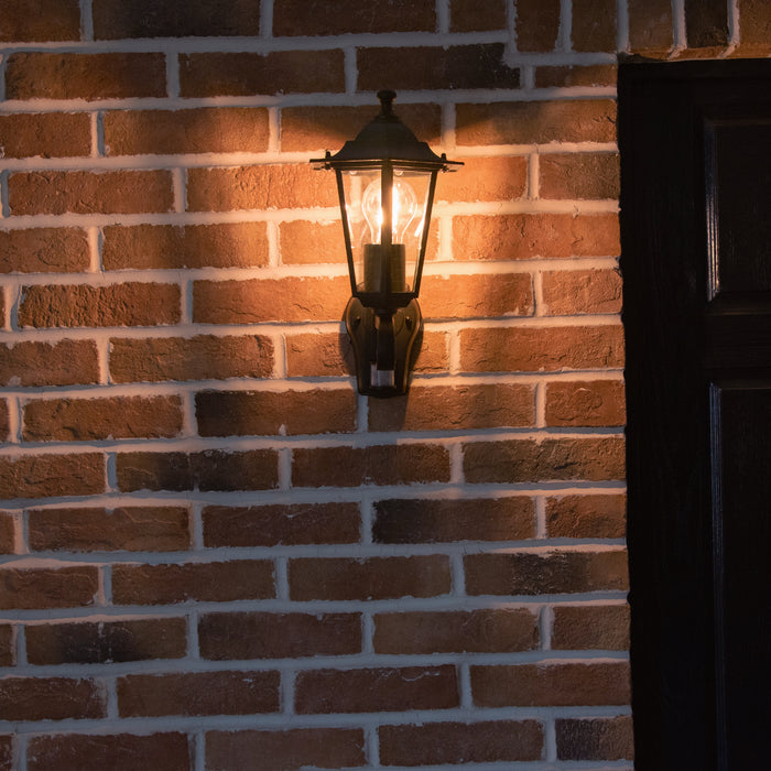 Lutec 5112104012 CORNICHE IP44 E27 Outdoor Wall Lantern Light with PIR - Black (Lamp Not Included)