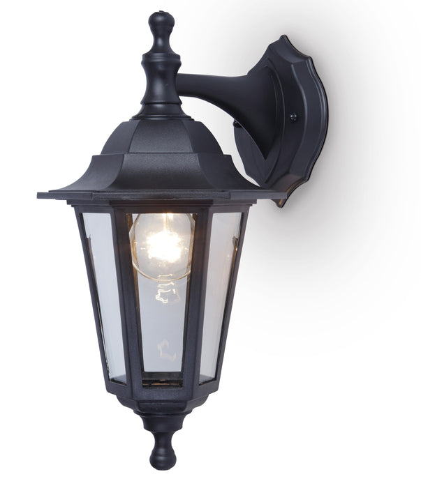 Lutec 5112605346 COASTAL IP44 E27 Polycarbonate Outdoor Wall Lantern Light - Black (Lamp Not Included)