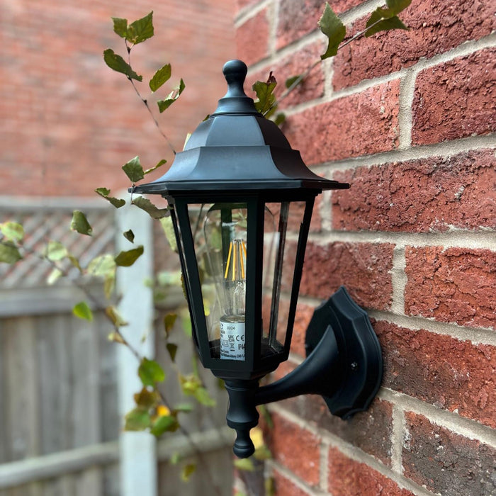 Lutec 5112605346 COASTAL IP44 E27 Polycarbonate Outdoor Wall Lantern Light - Black (Lamp Not Included)