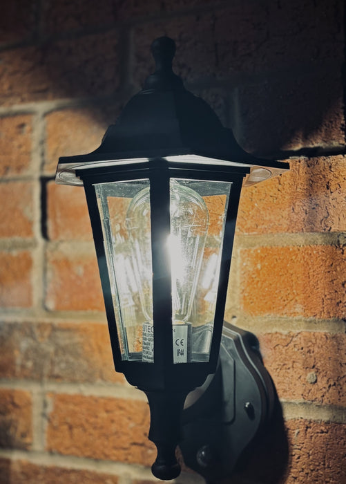 Lutec 5112606346 COASTAL IP44 E27 Polycarbonate Outdoor Wall Lantern Light with PIR - Black (Lamp Not Included)