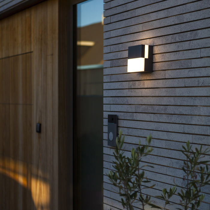 Lutec 5116202118 DOMINO 17W IP65 LED Outdoor Wall Light 3000K - Dark Grey
