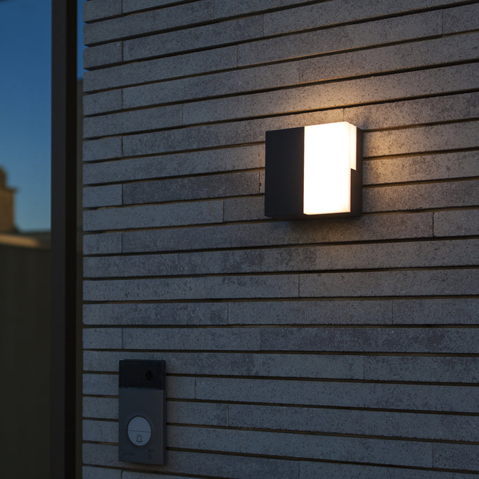 Lutec 5116202118 DOMINO 17W IP65 LED Outdoor Wall Light 3000K - Dark Grey