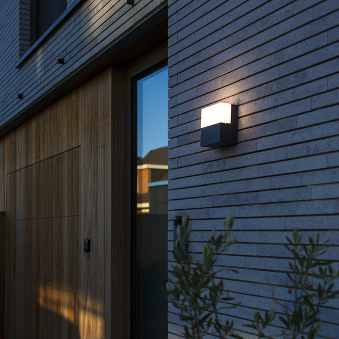 Lutec 5116202118 DOMINO 17W IP65 LED Outdoor Wall Light 3000K - Dark Grey