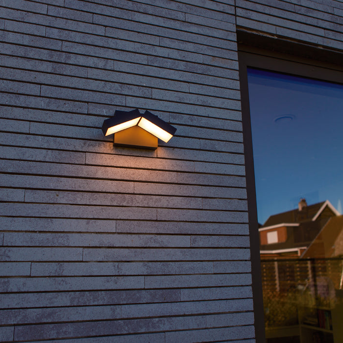 Lutec 5116303118 TWISTO 13W IP65 LED Outdoor Wall Light 3000K/4000K - Dark Grey