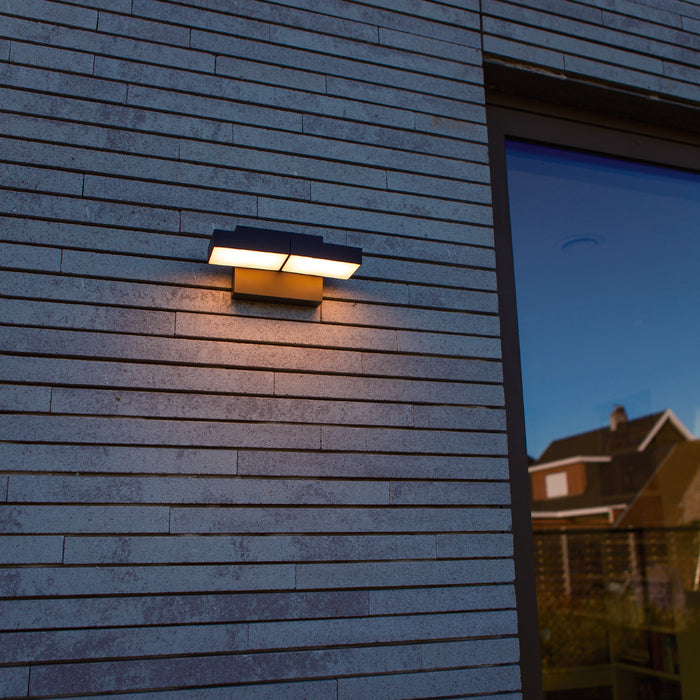 Lutec 5116303118 TWISTO 13W IP65 LED Outdoor Wall Light 3000K/4000K - Dark Grey
