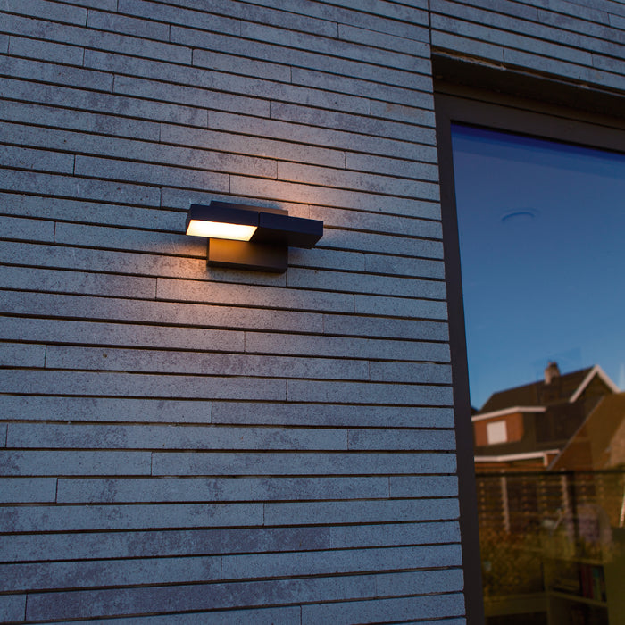 Lutec 5116303118 TWISTO 13W IP65 LED Outdoor Wall Light 3000K/4000K - Dark Grey