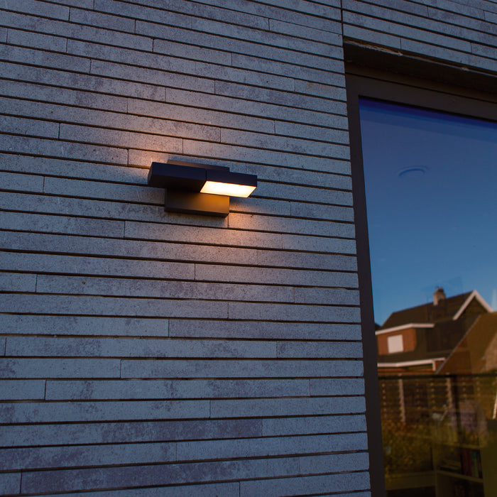 Lutec 5116303118 TWISTO 13W IP65 LED Outdoor Wall Light 3000K/4000K - Dark Grey