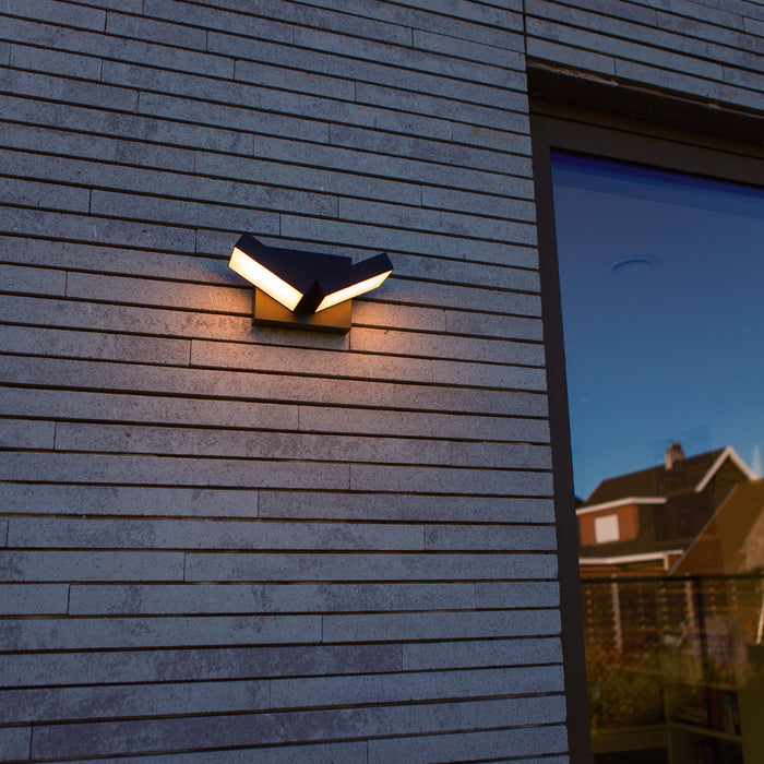 Lutec 5116303118 TWISTO 13W IP65 LED Outdoor Wall Light 3000K/4000K - Dark Grey
