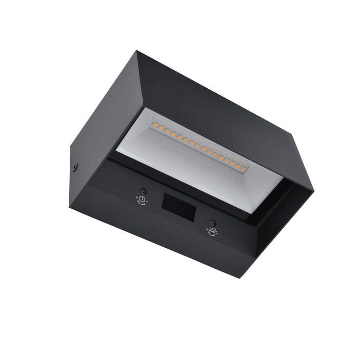 Lutec 5117101118 GEMINI 10.5W IP54 LED Wall Light with PIR 3000K - Dark Grey