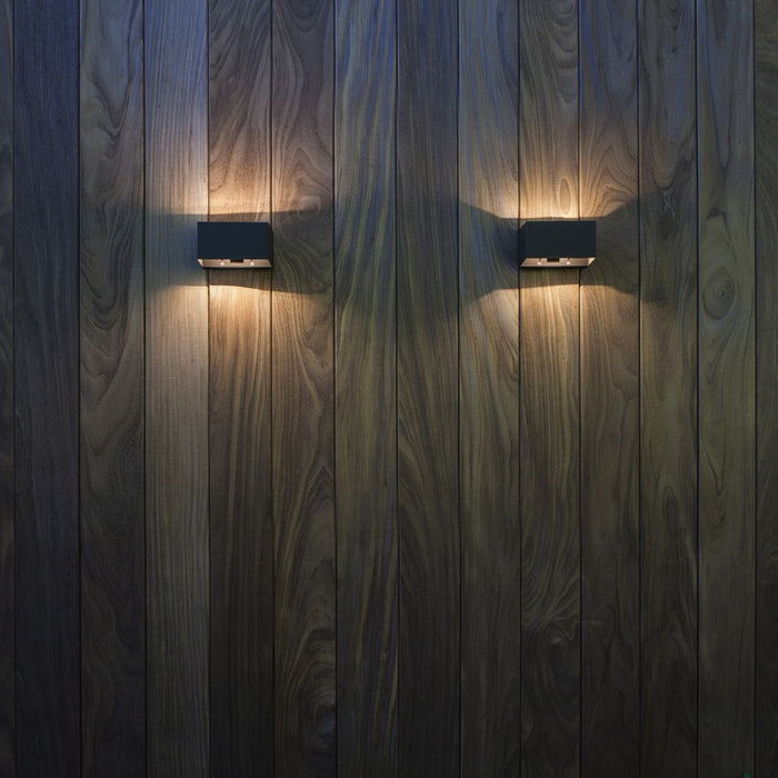 Lutec 5117101118 GEMINI 10.5W IP54 LED Wall Light with PIR 3000K - Dark Grey