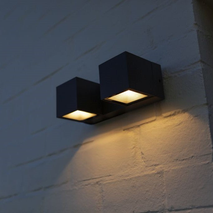Lutec 5117401118 FARI 10W IP54 LED Outdoor Wall Light 3000K c/w Adjustable Heads - Dark Grey