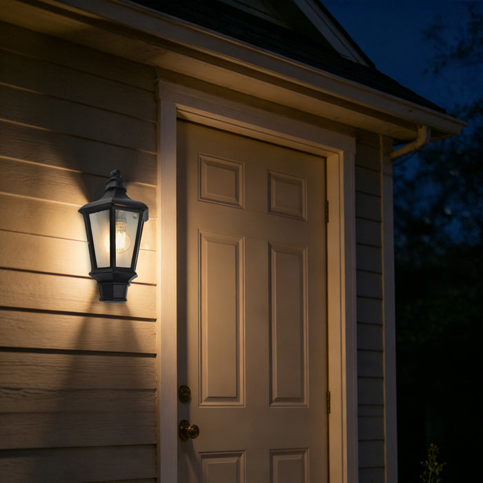 Lutec 5180601012 COTSWOLD IP44 E27 Outdoor Half Lantern Wall Light - Black (Lamp Not Included)