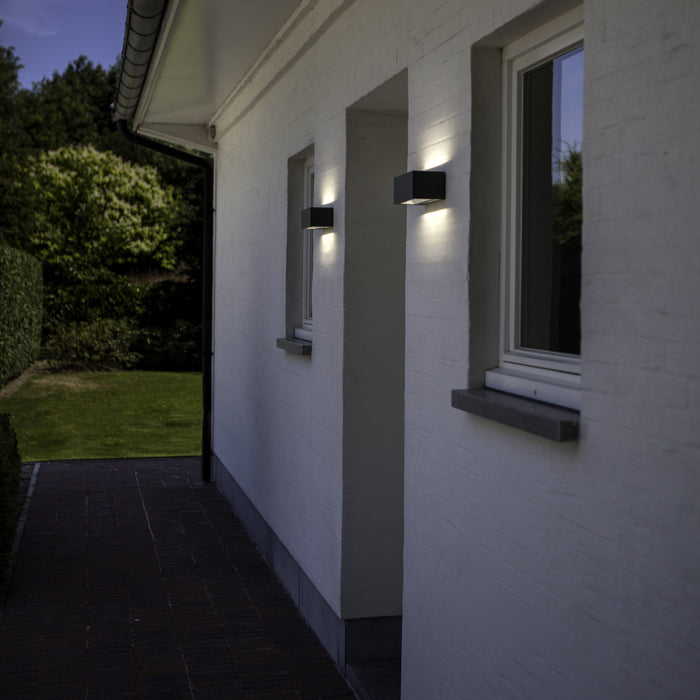 Lutec 5189101118 GEMINI 21W IP54 LED Outdoor Wall Light 4000K - Dark Grey