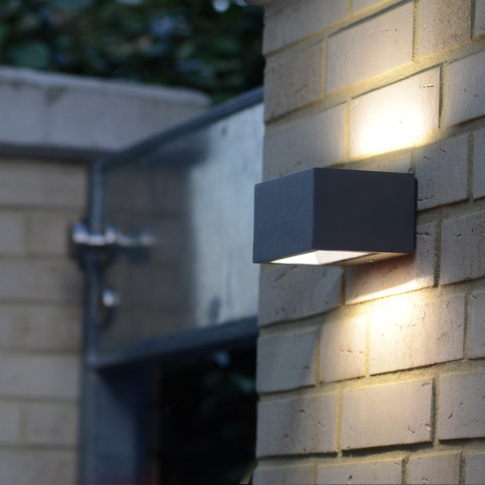 Lutec 5189102118 GEMINI 10.5W IP54 LED Outdoor Wall Light 4000K - Dark Grey
