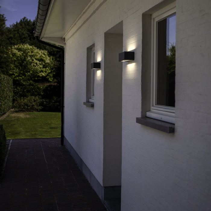 Lutec 5189112118 GEMINI 15W IP54 LED Outdoor Wall Light 3000K - Dark Grey