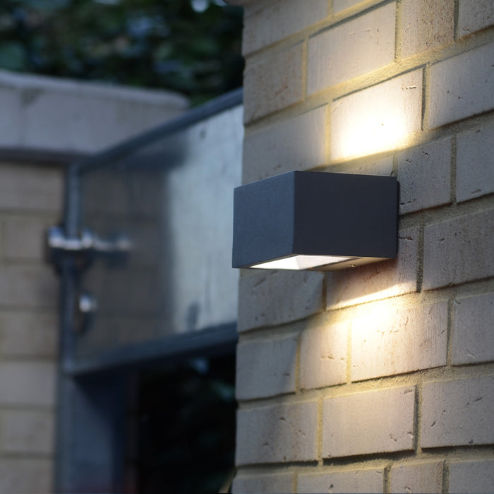 Lutec 5189113118 GEMINI 10.5W IP54 LED Outdoor Wall Light 3000K - Dark Grey