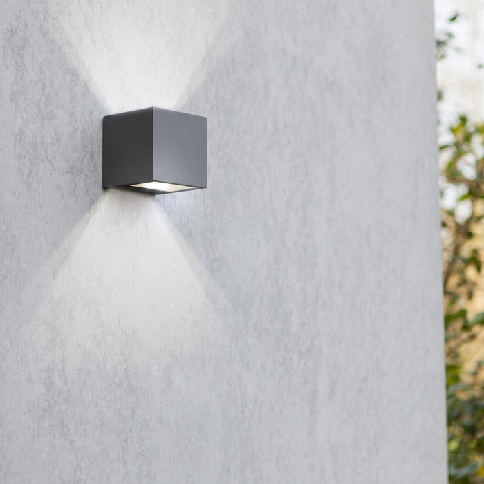 Lutec 5189114118 GEMINI 9W IP54 LED Outdoor Wall Light 4000K - Dark Grey