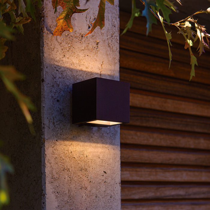 Lutec 5189125012 GEMINI 9W IP54 LED Outdoor Square Wall Light 3000K - Matt Black