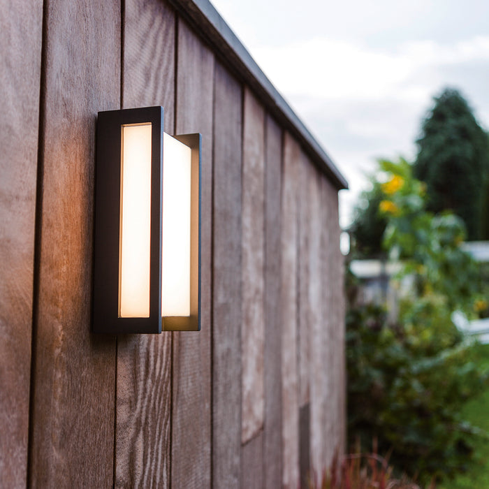 Lutec 5193001118 QUBO 15W IP54 LED Outdoor Wall Light 3000K - Dark Grey
