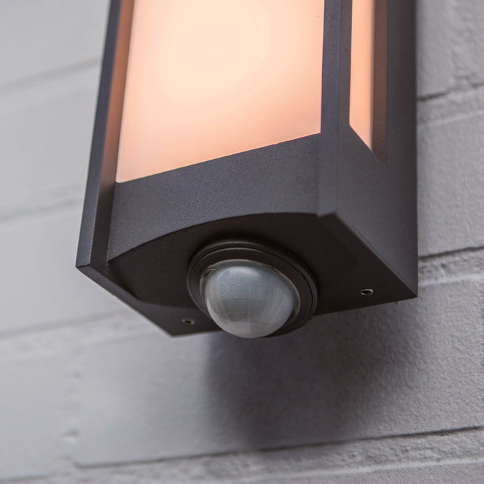 Lutec 5193002118 QUBO 13W IP54 LED Outdoor Wall Light with PIR 3000K - Dark Grey