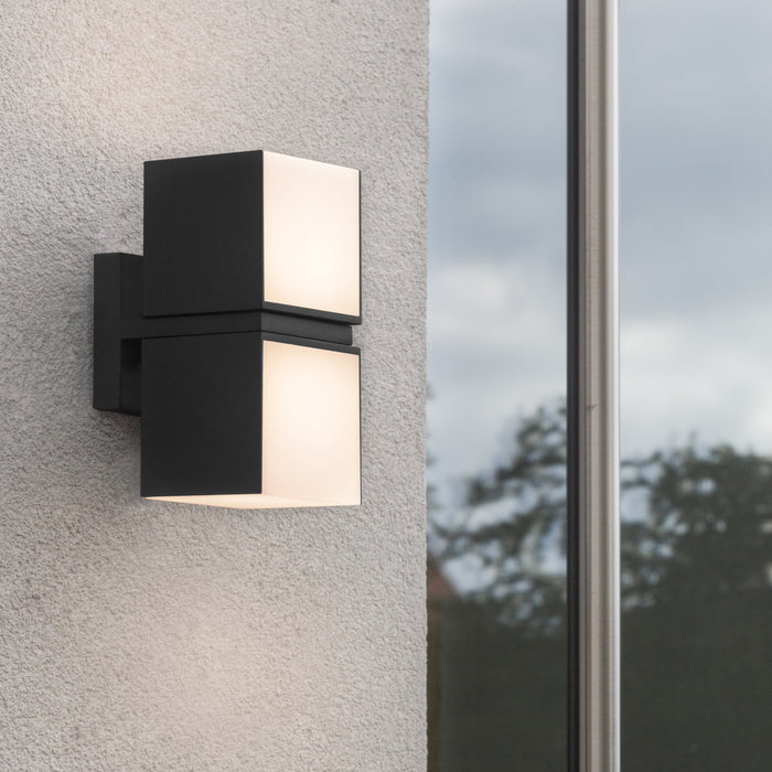 Lutec 5193801012 CUBA 19W IP54 LED Outdoor Wall Light c/w Adjustable Heads 3000K - Matt Black