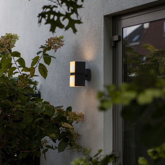 Lutec 5193801012 CUBA 19W IP54 LED Outdoor Wall Light c/w Adjustable Heads 3000K - Matt Black