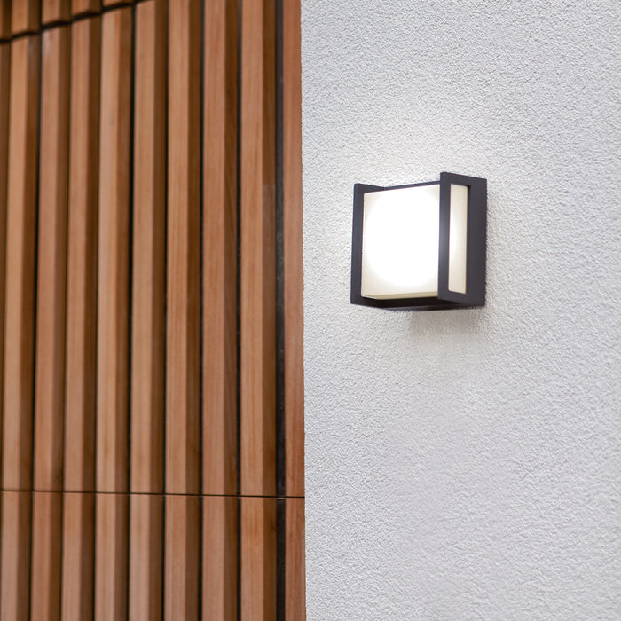 Lutec 5195401118 QUBO 7.8W IP54 LED Outdoor Wall Light 3000K - Dark Grey