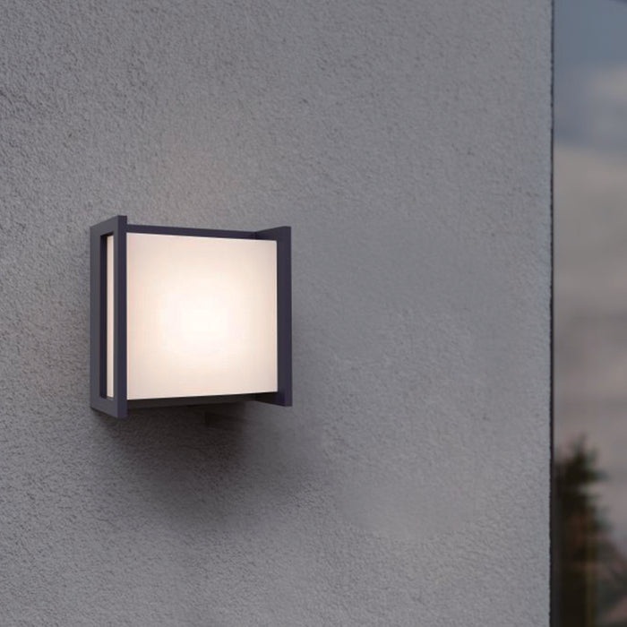 Lutec 5195401118 QUBO 7.8W IP54 LED Outdoor Wall Light 3000K - Dark Grey