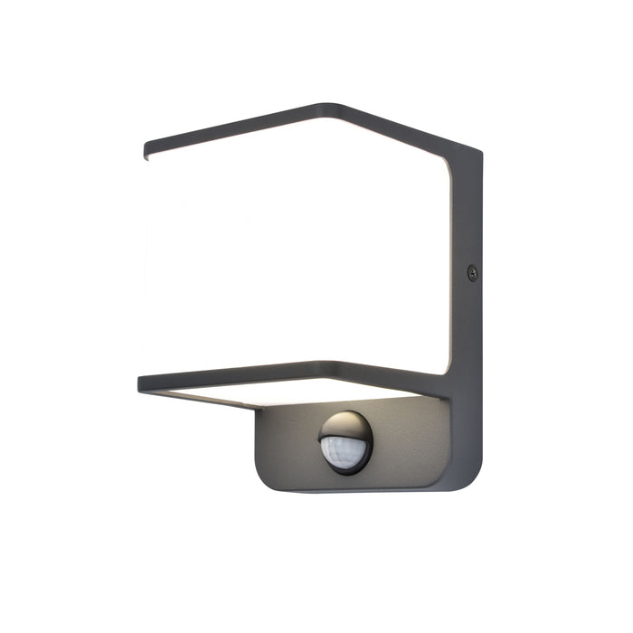 Lutec 5197011125 DOBLO 14W IP54 LED Outdoor Wall Light with PIR 4000K - Dark Grey