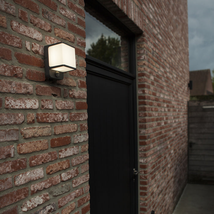 Lutec 5197011125 DOBLO 14W IP54 LED Outdoor Wall Light with PIR 4000K - Dark Grey