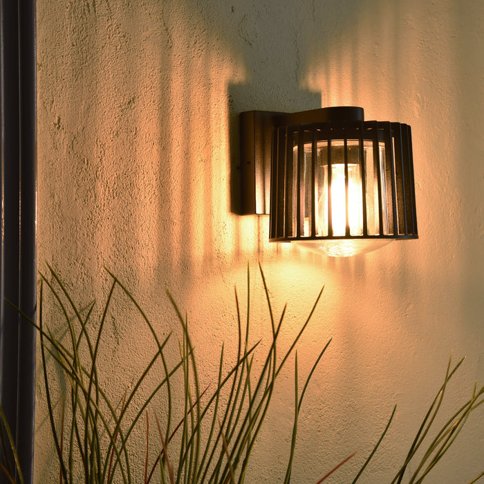 Lutec 5197501012 SHYNE IP54 E27 Outdoor Wall Light - Matt Black (Lamp Not Included)
