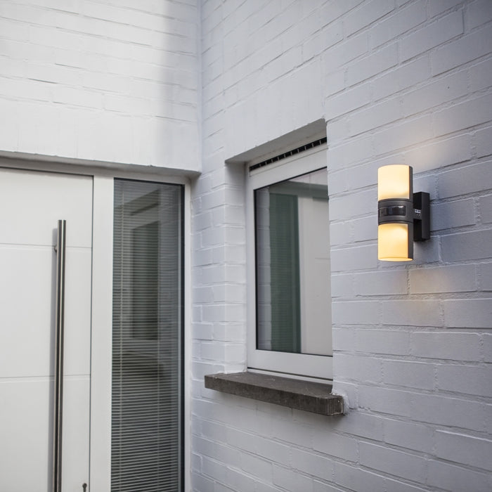 Lutec 5198102118 CYRA 16.5W IP54 LED Outdoor Wall Light PIR c/w Adjustable Heads 3000K - Dark Grey