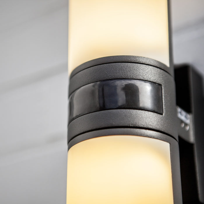 Lutec 5198102118 CYRA 16.5W IP54 LED Outdoor Wall Light PIR c/w Adjustable Heads 3000K - Dark Grey