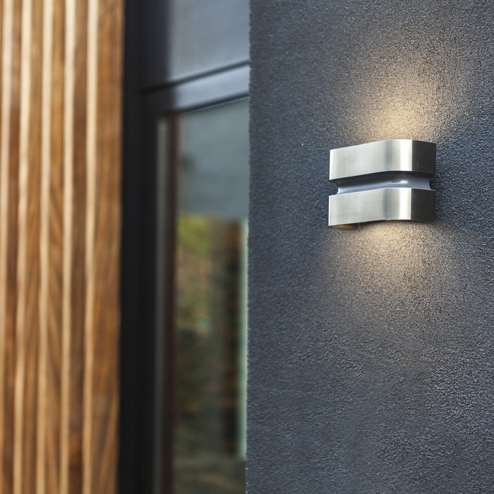 Lutec 5198302001 MAYA 14.5W IP44 LED Outdoor Up/Down Wall Light 3000K - Stainless Steel