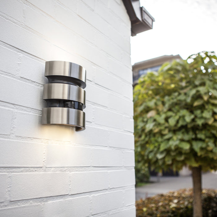 Lutec 5198401001 MAYA 18.5W IP44 LED Outdoor Up/Down Wall Light with PIR 3000K - Stainless Steel