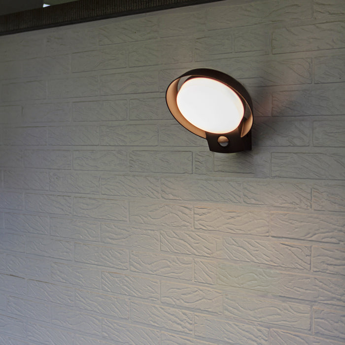 Lutec 5205702118 POLO 16.1W IP54 LED Outdoor Wall Light 3000K with PIR - Dark Grey